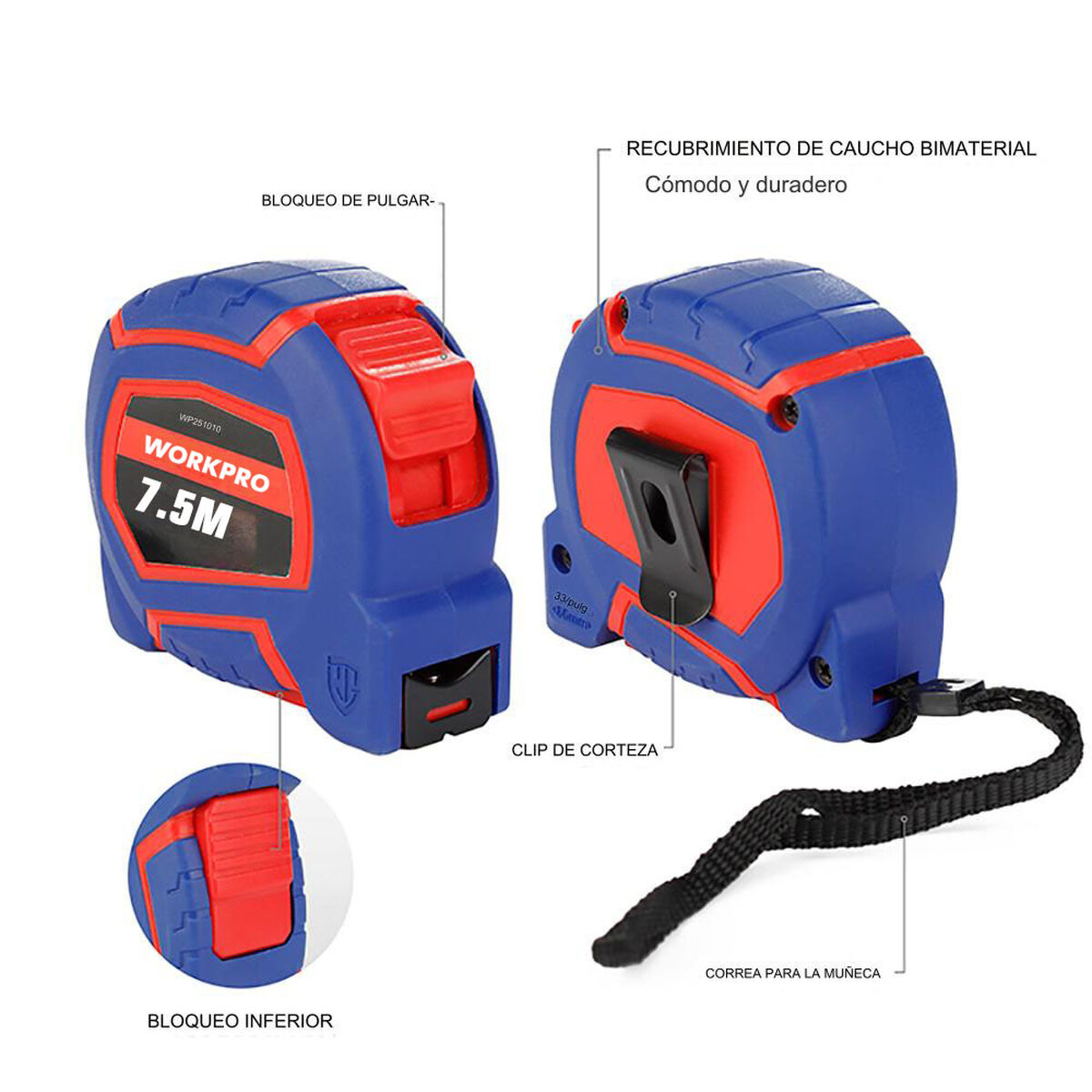 Flexometer Workpro 25 mm 7,5 mm
